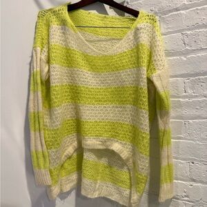 Striped Lime and Cream Women's Sweater